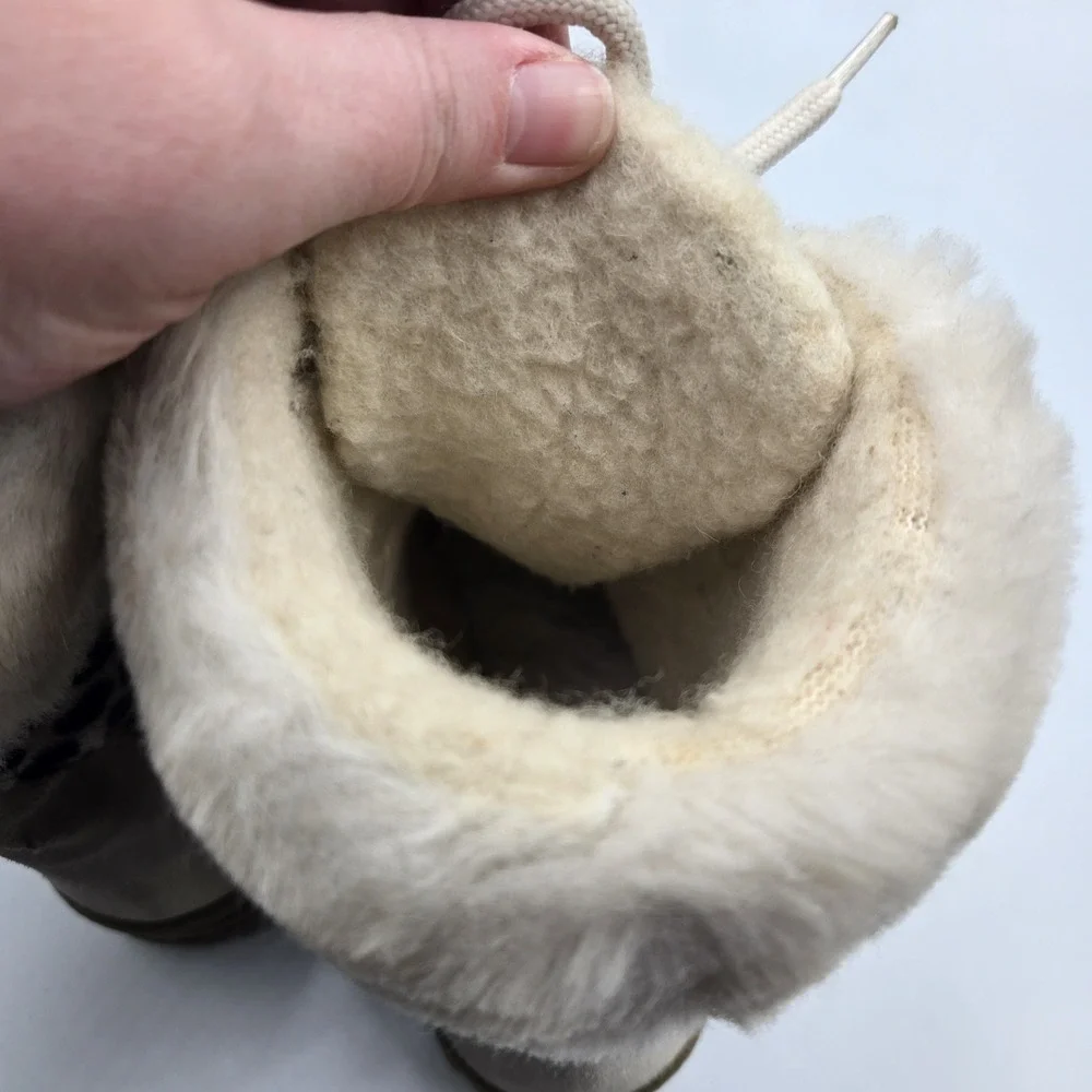 Olang White Calf Hair Eskimo Boots Pulse Snow Winter Pull On #38 Virgen Wool VTG